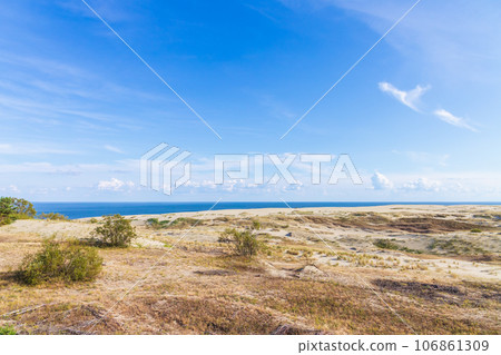 Curonian Spit, natural landscape photo. Coastal dunes Curonian Spit, natural landscape photo. Coastal dunes 106861309