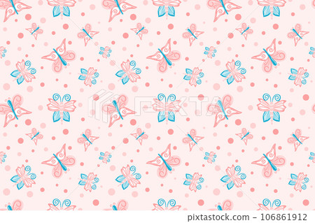 Delicate pink seamless butterfly pattern for creative projects. Delicate pink seamless butterfly pattern for creative projects. 106861912
