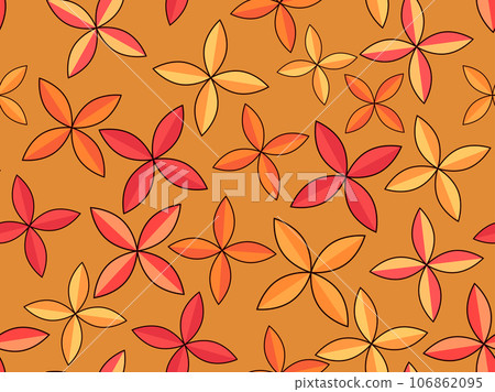 Autumn seamless pattern with leaves in a minimalist style. Autumn leaves are yellow, orange, red. Leaf fall. Design for printing on fabric, paper, posters and banners. Vector illustration Autumn seamless pattern with leaves in a minimalist style. Autumn leaves are yellow, orange, red. Leaf fall. Design for printing on fabric, paper, posters and banners. Vector illustration 106862095