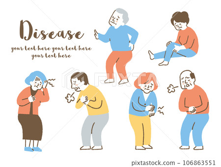 Elderly people with pain in various places_set_color 106863551