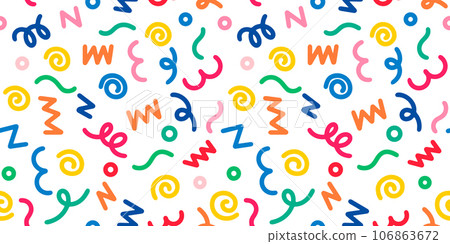 Doodle sketch style of colorful shapes and lines on white background for concept design. seamless pattern creative minimalist style art background. 106863672