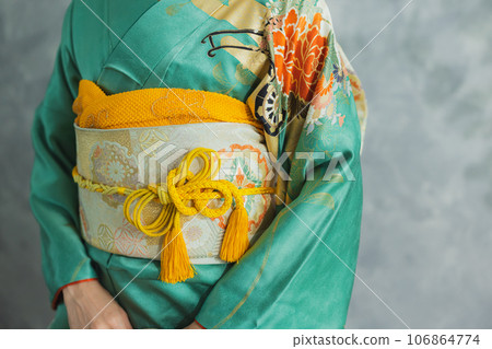 Woman in long-sleeved kimono Woman in long-sleeved kimono 106864774