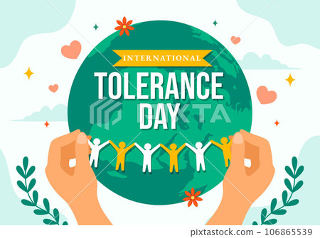 International Day for Tolerance Vector Illustration on November 16 with Holding Hands of Different Skin Color for Human Solidarity in Flat Cartoon 106865539