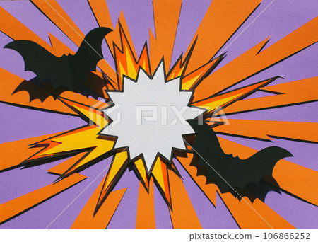 Handmade colorful paper cutting halloween background. Pop art, comic concept. Handmade colorful paper cutting halloween background. Pop art, comic concept. 106866252