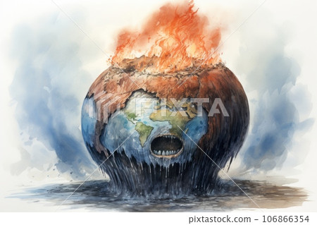 Planet Earth burning, global warming concept. Generative AI Planet Earth burning, global warming concept. Generative AI 106866354