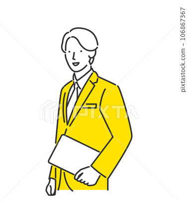 Illustration of a male business person traveling with a computer 106867367