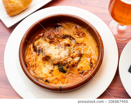 Just prepared appetizing moussaka with beef 106867408