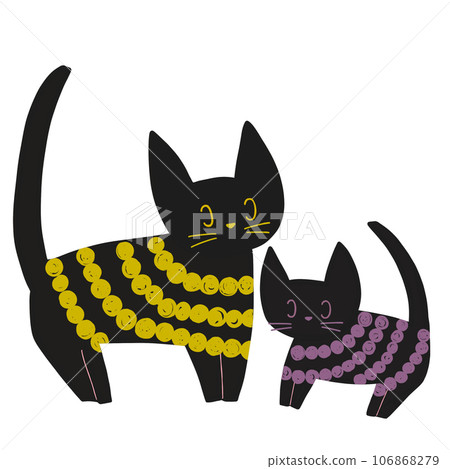 Parent and child black cat 106868279