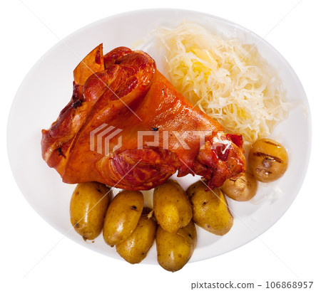 Appetizing baked pork knuckle 106868957