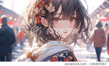 雪中回眸的日服女子 雪中回眸的日服女子 106869367