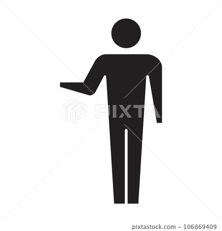 Man icon open arms vector male person with raised hands symbol in a glyph pictogram illustration 106869409