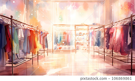 豪華精品店內部的水彩圖像插圖“AI 生成圖像” 106869861