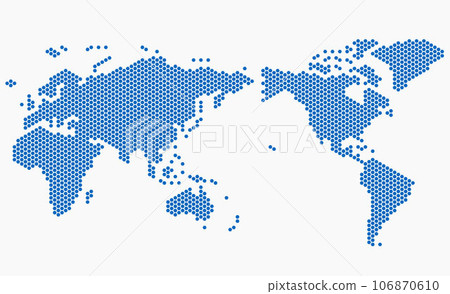 Hexagon shape world map on white background. 106870610