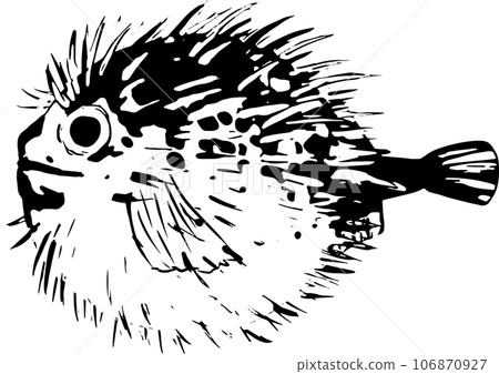 Illustration of a fish print of a porcupine fish 106870927
