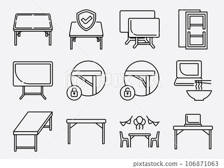 folding table lineal icon set 106871063