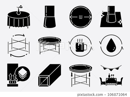 round folding table glyph icon set 106871064