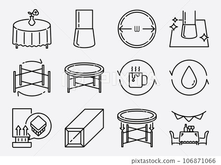round folding table lineal icon set 106871066
