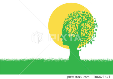 Tree with female head and grass 106871871