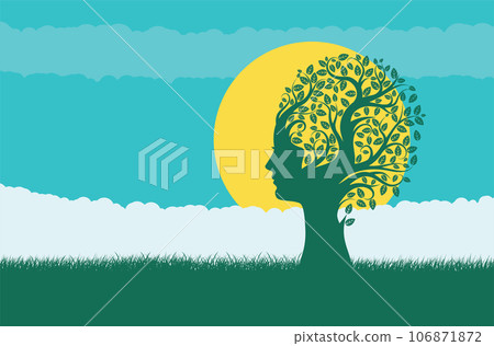 Tree with female head and grass 106871872