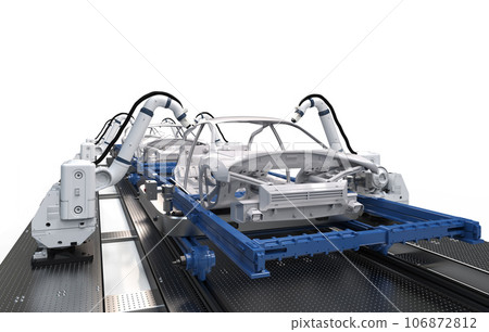 Automation automobile factory with robot airbrush painting in car factory Automation automobile factory with robot airbrush painting in car factory 106872812