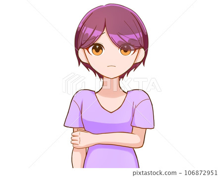 sad short hair woman 106872951