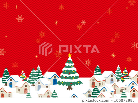 Christmas cityscape red herringbone pattern background no text 106872993