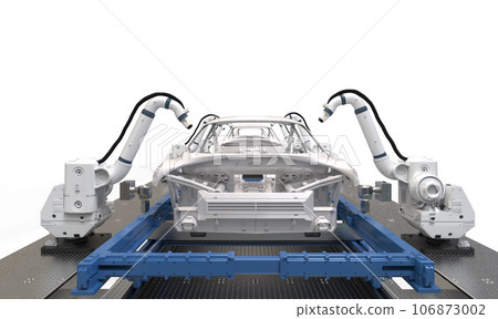 Automation automobile factory with robot airbrush painting in car factory Automation automobile factory with robot airbrush painting in car factory 106873002