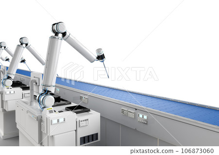 Automation industry concept with robot assembly line in factory Automation industry concept with robot assembly line in factory 106873060