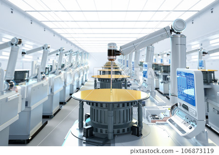 Semiconductor manufacturing with robotic arms and silicon wafers 106873119