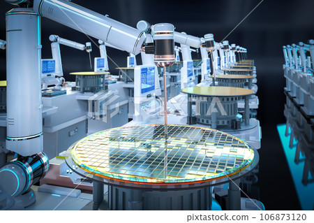Semiconductor manufacturing with robotic arms and silicon wafers Semiconductor manufacturing with robotic arms and silicon wafers 106873120