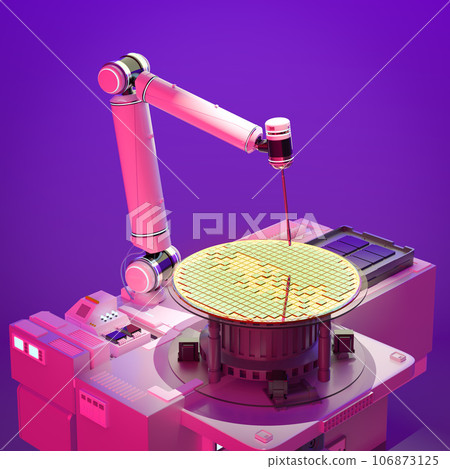Semiconductor manufacturing with robotic arms and silicon wafers Semiconductor manufacturing with robotic arms and silicon wafers 106873125