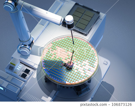 Semiconductor manufacturing with robotic arms and silicon wafers Semiconductor manufacturing with robotic arms and silicon wafers 106873126
