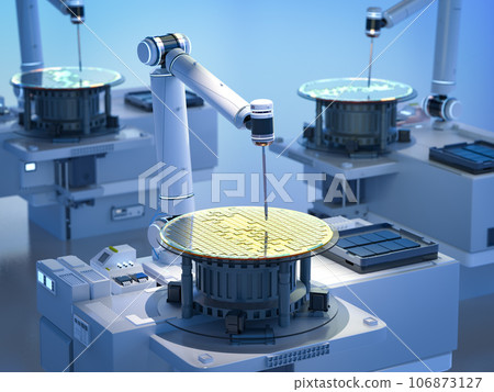 Semiconductor manufacturing with robotic arms and silicon wafers Semiconductor manufacturing with robotic arms and silicon wafers 106873127