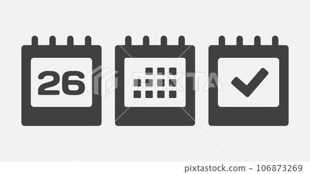 Vector icon page calendar - 26 day, agenda, done Vector icon page calendar - 26 day, agenda, done 106873269