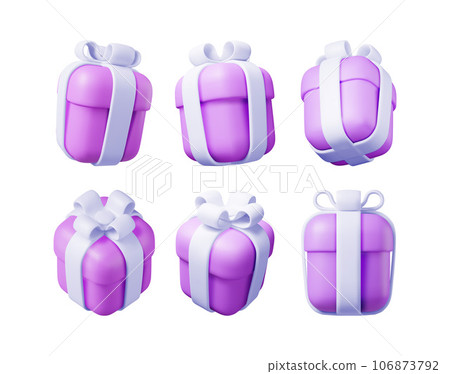 3D Gift Box Set Isolated 106873792