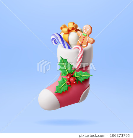3D Christmas Stocking Isolated 106873795