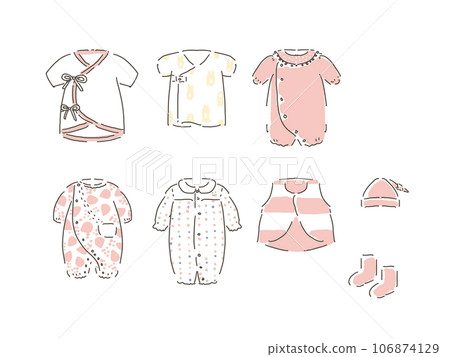 手繪簡單插畫套裝嬰兒衣服 106874129