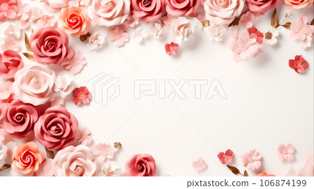 Elegant Rose Square Frame Illustration  Floral Decorative Design, Generative Ai Elegant Rose Square Frame Illustration  Floral Decorative Design, Generative Ai 106874199