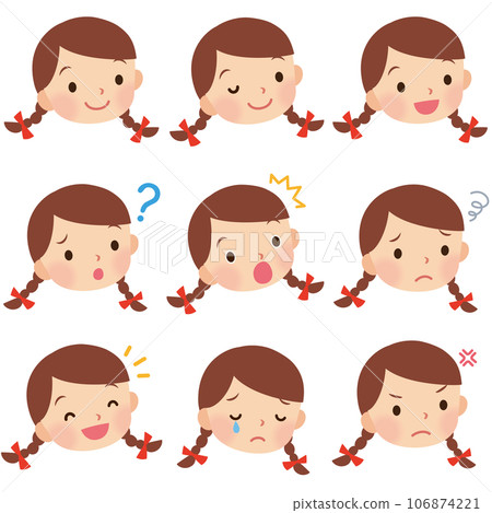 Child girl elementary school student facial... - Stock Illustration ...