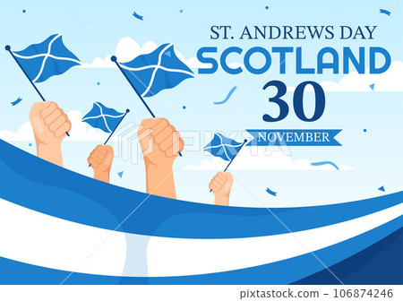 Happy St Andrew Day Vector Illustration on 30 November with Scotland Flag in National Holiday Celebration Flat Cartoon Blue Background Design Happy St Andrew Day Vector Illustration on 30 November with Scotland Flag in National Holiday Celebration Flat Cartoon Blue Background Design 106874246