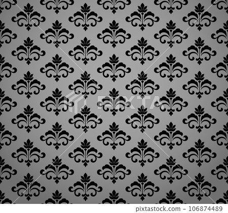 Flower geometric pattern. Seamless vector background. Black and gray ornament. Ornament for fabric, wallpaper, packaging. Decorative print Flower geometric pattern. Seamless vector background. Black and gray ornament. Ornament for fabric, wallpaper, packaging. Decorative print 106874489