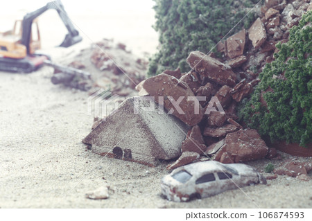 因災難而倒塌的房屋和城市立體模型 106874593