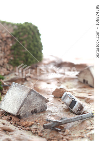 因災難而倒塌的房屋和城市立體模型 106874598