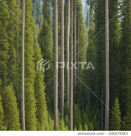 Pine trees in a coniferous forest in the north Pine trees in a coniferous forest in the north 106874863