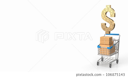 The shopping trolley and dollar symbol 3d rendering The shopping trolley and dollar symbol 3d rendering 106875143