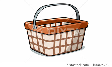 手绘卡通购物手提篮插画 106875259