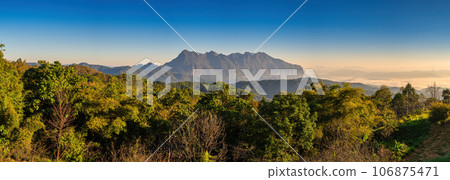Tropical forest nature landscape view with mountain range at Doi Chiang Dao, Chiang Mai Thailand panorama 106875471