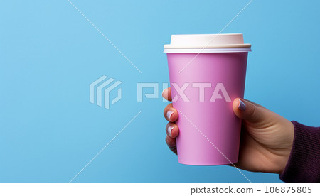 Pink takeaway coffee glass. Ai-generated 106875805