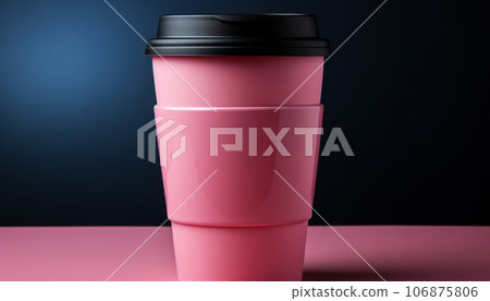 Pink takeaway coffee glass. Ai-generated 106875806