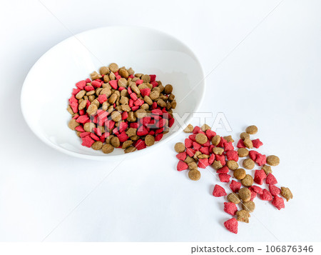 Dog food ready to eat on the white  background 106876346
